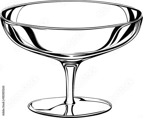 Elegant Black White Champagne Glasses | Clean, isolated vector art for creative projects.