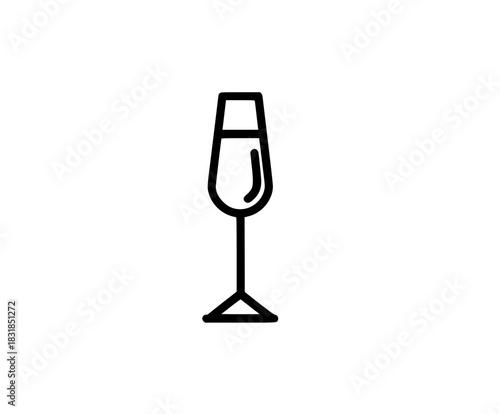 Elegant Simplicity: Black White Wine Glass Icon | Clean, isolated vector art for creative projects.