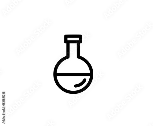 Vintage Chemistry Flask Icon Black White | Clean, isolated vector art for creative projects.