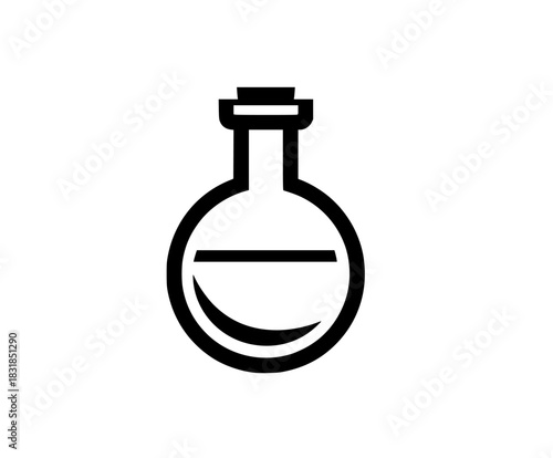 Timeless Chemistry: Classic Flask Icon Black White | Clean, isolated vector art for creative projects.