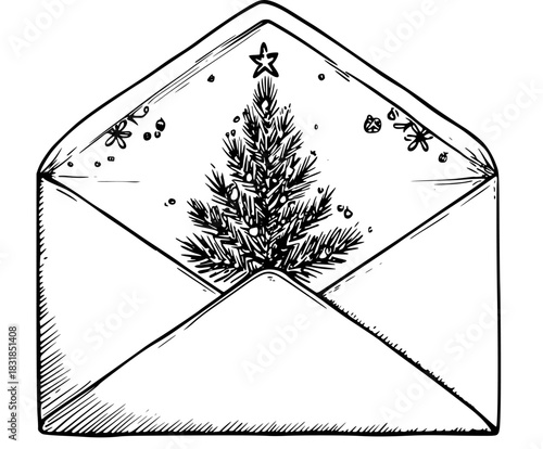 Silent Night, Holy Night: Christmas Envelope | Clean, isolated vector art for creative projects.