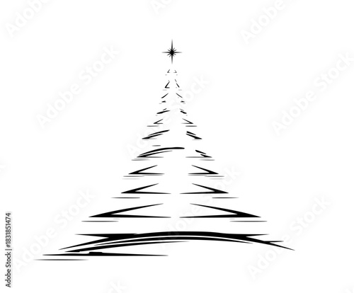 Elegant Black & White Christmas Tree Icon | Clean, isolated vector art for creative projects.