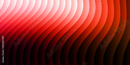 Neon ribbed fractal glass 3d background. Holographic vertical stripe pattern with vibrant purple blue yellow gradient. Abstract black bg, iridescent texture lines in radiant colors. 3D illustration	
