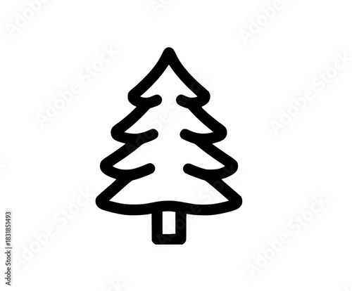 Elegant Evergreen: Timeless Christmas Tree Icon Black White | Clean, isolated vector art for creative projects.