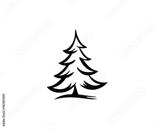 Elegant Silhouette Christmas Tree | Clean, isolated vector art for creative projects.
