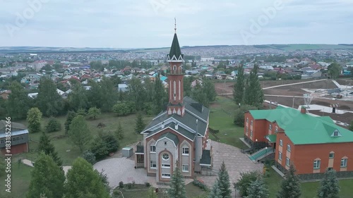 Quiet country landscapes, Peaceful village scenes from above provide calmness, Kukmor, captured from air