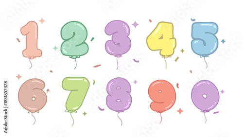 Cute Pastel Balloon Numbers