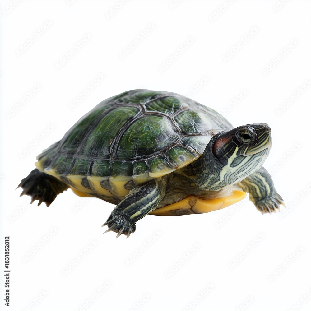 Fototapeta premium Turtle swimming calmly in clear water during bright daylight hours