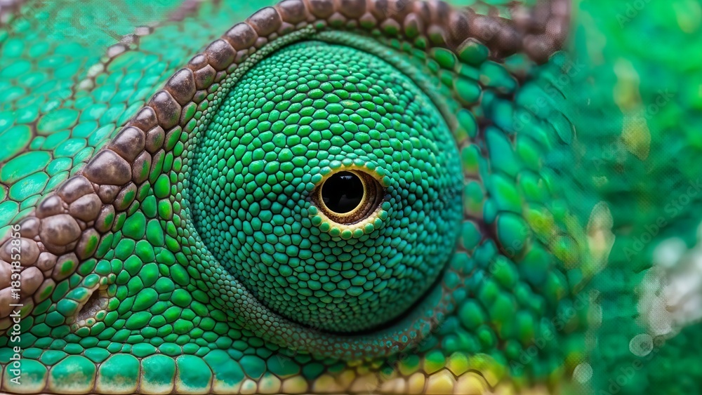 Obraz premium Vibrant macro close-up of a peacock's colorful head, showing its blue eye and intricate feather pattern