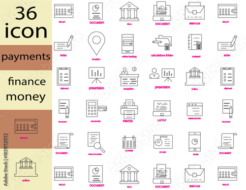  Banking line icon pack for designers and developers