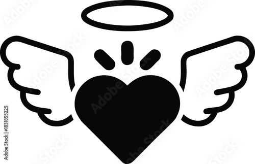 Angelic heart symbol isolated on white background