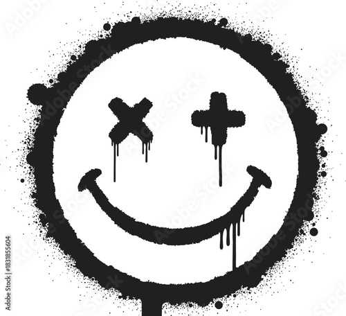 Distressed smiley face with dripping paint for grunge or edgy designs