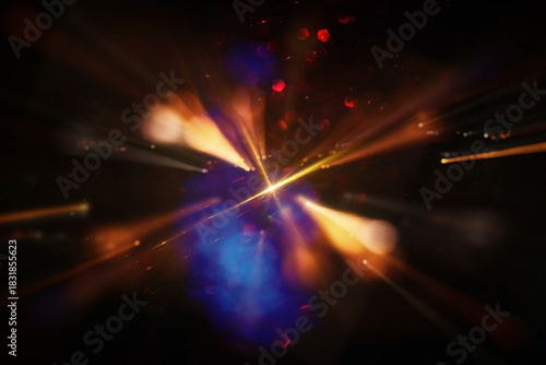 Background of dark lens flare lights. Abstract image