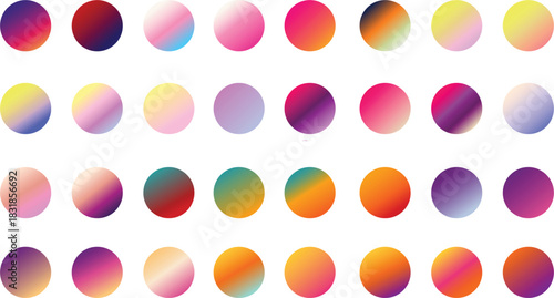 Harmony of Colors: A curated collection of vibrant gradient spheres, each radiating with a unique blend of hues. Showcasing a spectrum of color possibilities.