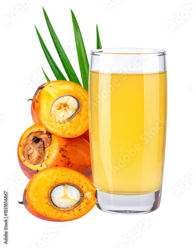 Cloudy white toddy palm juice in a glass, a sweet and mildly fermented tropical drink, isolated on a plain white background