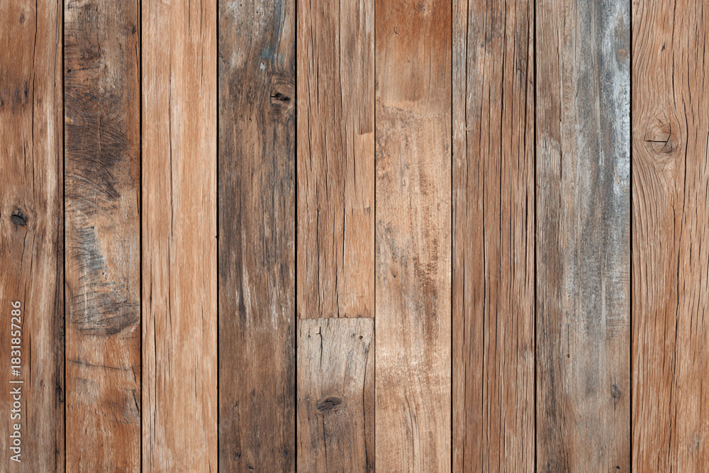 Fototapeta premium Weathered wooden planks with visible grain and knots