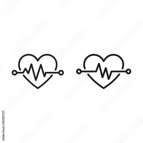 Heartbeat EKG Line Icon in Heart Shape | Health, Medical, and Wellness Symbol