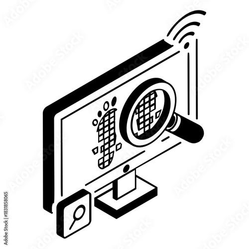 Digital Privacy and User Behavior Analytics isometric concept, Online Identity and Activity Monitoring vector design, Business corporation  sign,Analyzing User Data a   symbol, Sales Marketing stock