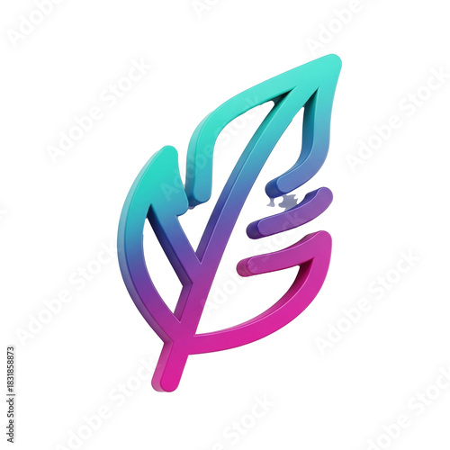 A vibrant, stylized illustration of a leaf with a gradient color scheme, showcasing a modern design.
