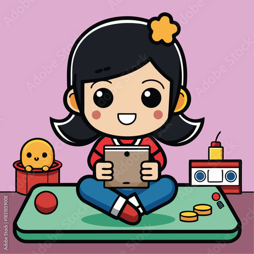 little girl playing with blocks