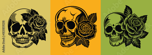 skull and rose