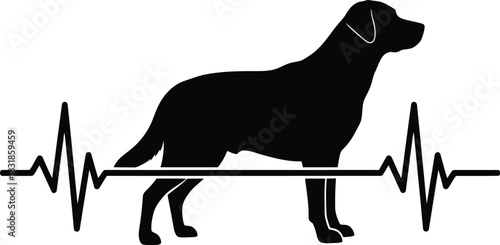 Dog heartbeat silhouette graphic design illustration vector