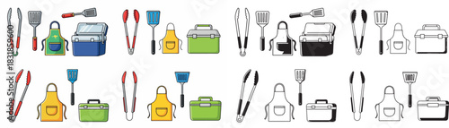 Barbecue tools and cooler set for outdoor cooking