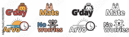 Australian icons: G'day, Mate, Arvo, No Worries