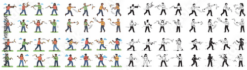 Man performing martial arts sequence with transparent background