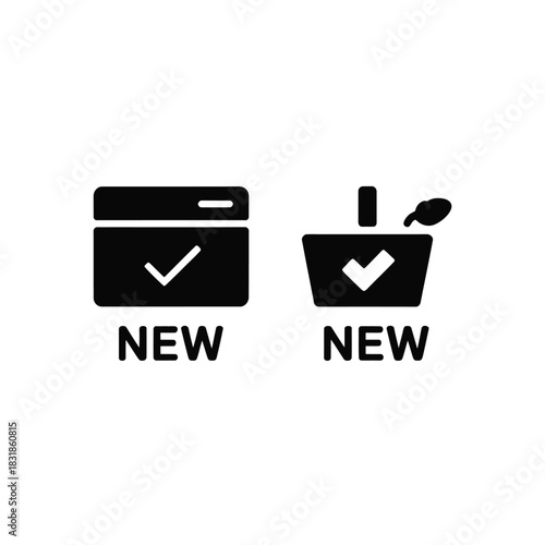 New product icons with checkmarks signify completion or approval.