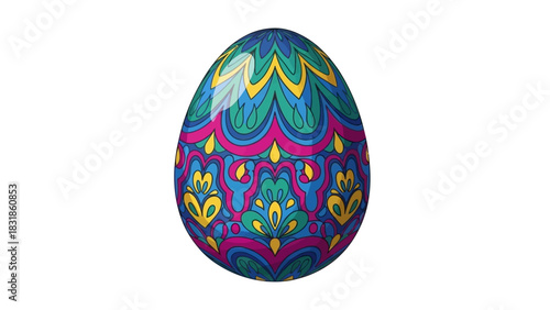 Colorful Easter egg illustration with ornate floral patterns for holiday celebrations