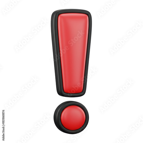 3d red exclamation mark symbol signal risk icon protect warning sign minimal