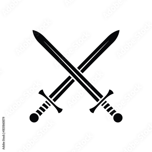 Two crossed swords symbolize conflict, combat, or a duel.
