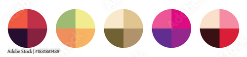 Set of colorful pie charts. Colorful pie charts with varying segments. Circle section graph. Pie chart set. Pie charts diagrams. Different color circles. donut and pie chart infographic elements .