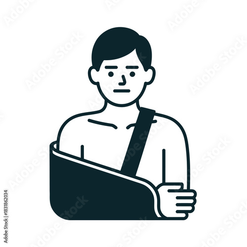 A person is wearing an arm sling due to an injury
