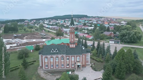 Quiet country landscapes, Peaceful village scenes from above provide calmness, Kukmor, captured from air