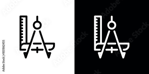 Architect Drafting Compass with Ruler Icon Design on Transparent Background