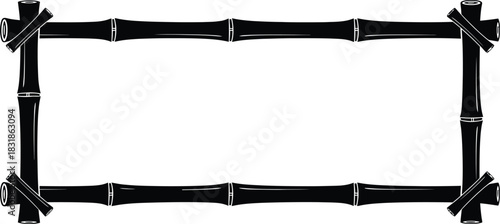 Black Bamboo Frame Vector Minimalist Design for Elegant Borders, Decorative Elements, and Natural Aesthetics