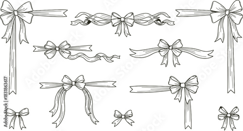 Elegant Bow Vector Art Ribbon Designs for Celebrations and Gift Decoration