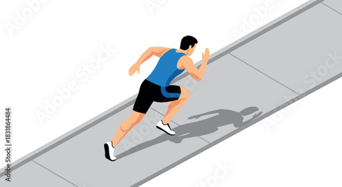 Dynamic isometric runner on pavement: athletic training and fitness concept