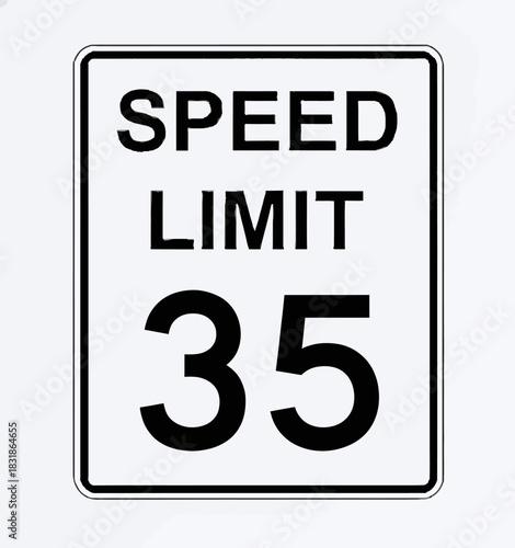 Speed Limit 35 Road Sign