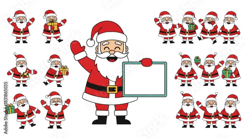 Cute Santa Claus character set illustration for Christmas holiday season