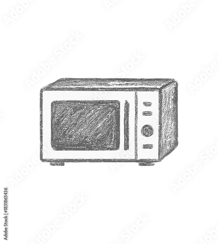 Hand-Drawn sketch of electric oven icon logo flat vector design