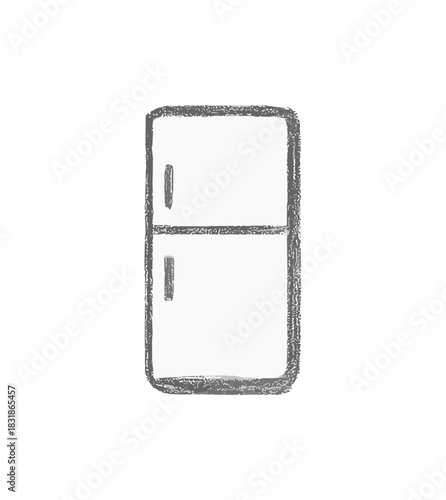 Hand-Drawn sketch of a refrigerator icon logo flat vector design
