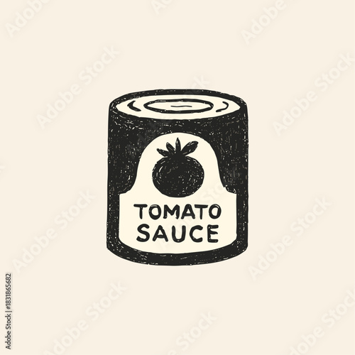 Hand-Drawn tomato sauce sketch icon logo flat vector design