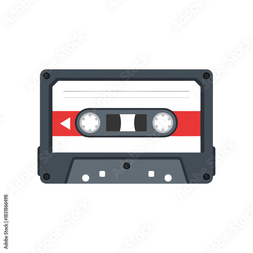 Retro Cassette Tape Isolated on White Background, Music Concept