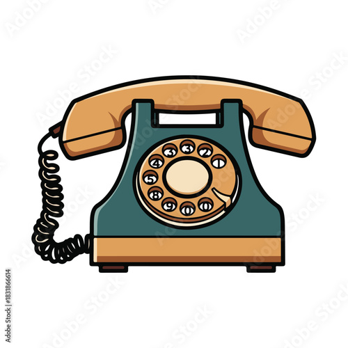 Retro Telephone Illustration in Vintage Colors for Design
