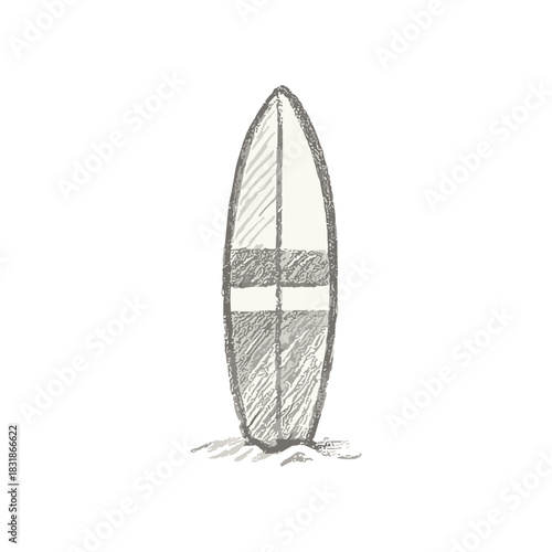 Hand-Drawn sketch of a surfboard icon logo flat vector design