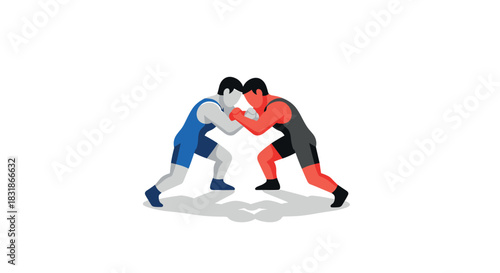 Isometric wrestling: athletes compete in dynamic sports illustration
