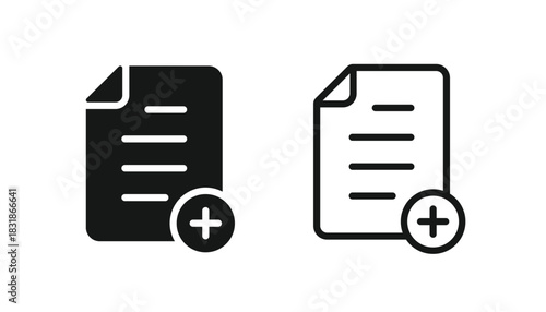 Add new document icon set. Add document icon vector illustration isolated
